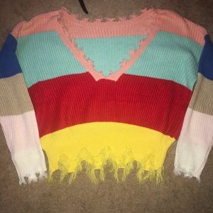 Striped cropped sweater